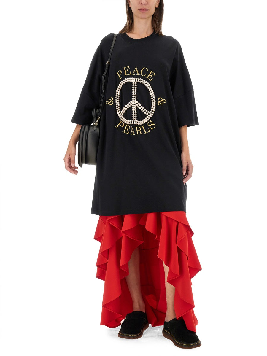 PEACE & PEARLS COTTON INTERLOCK DRESS