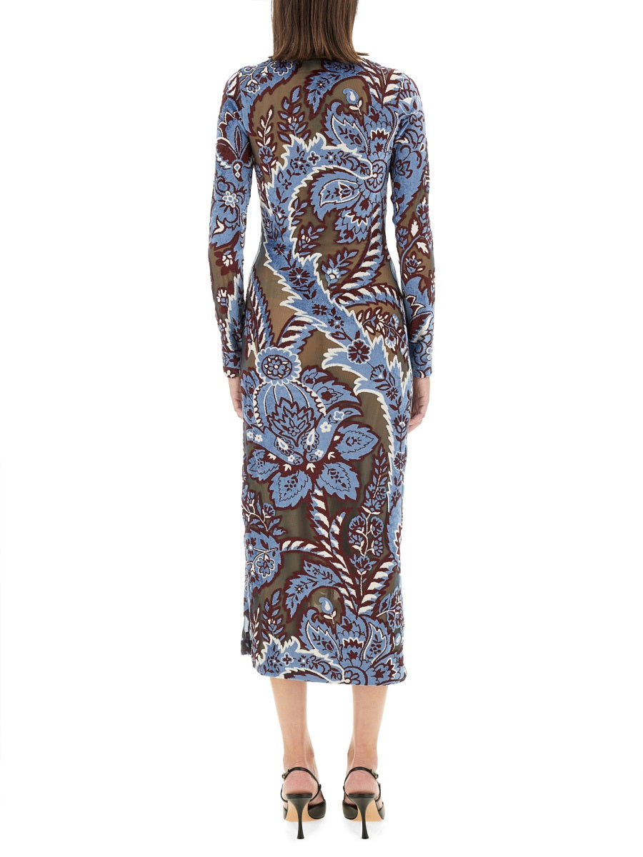 VELVET JACQUARD TULLE DRESS