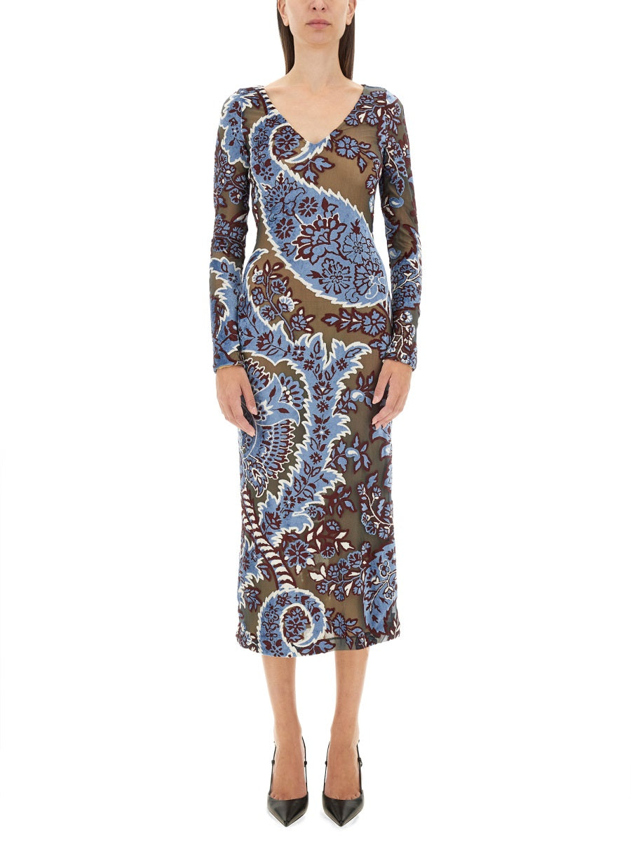 VELVET JACQUARD TULLE DRESS