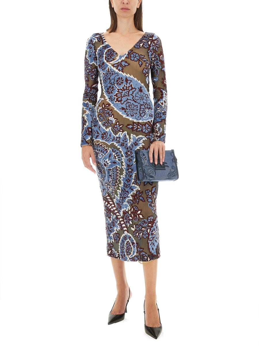 VELVET JACQUARD TULLE DRESS