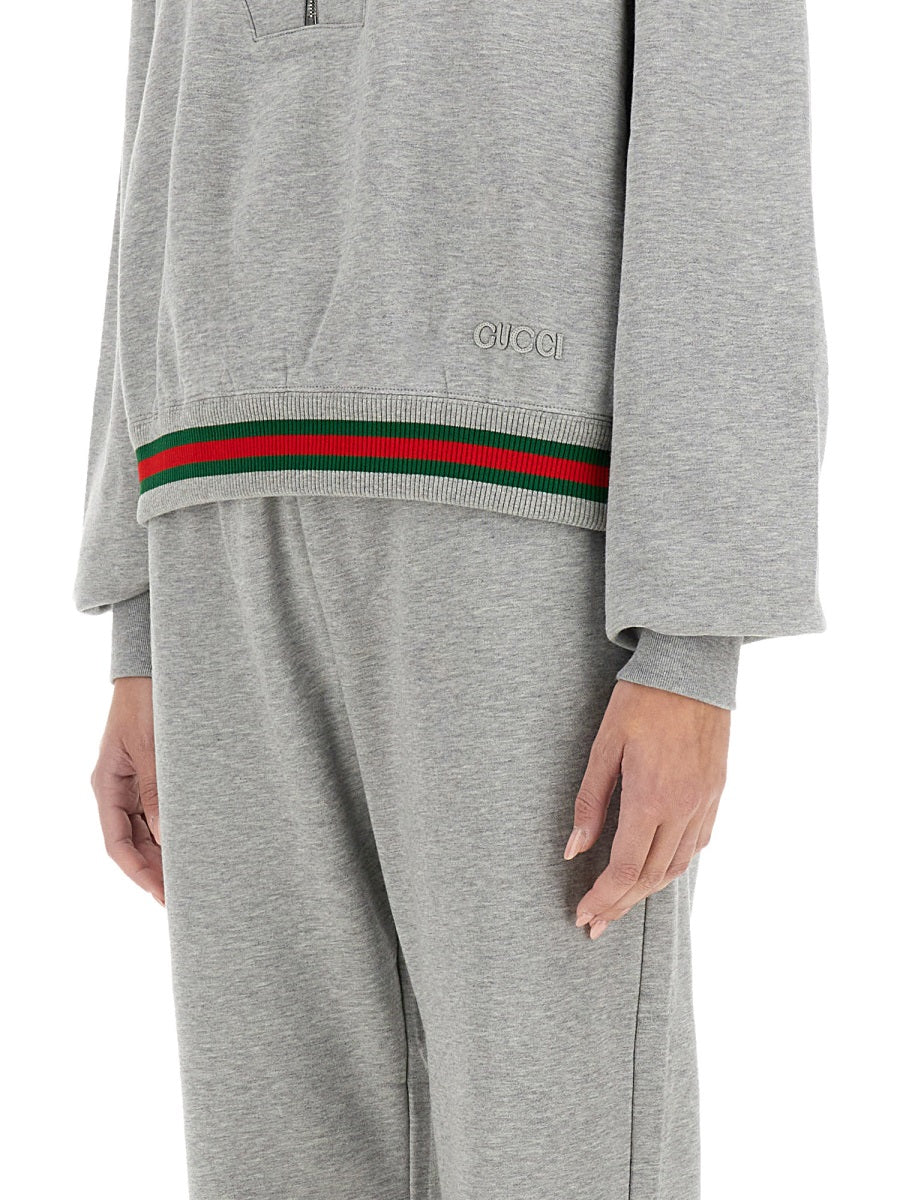 COTTON JERSEY SWEATSHIRT WITH WEB RIBBON