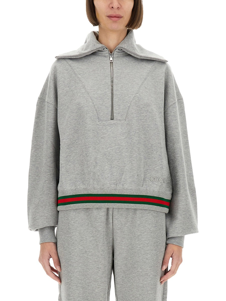 COTTON JERSEY SWEATSHIRT WITH WEB RIBBON