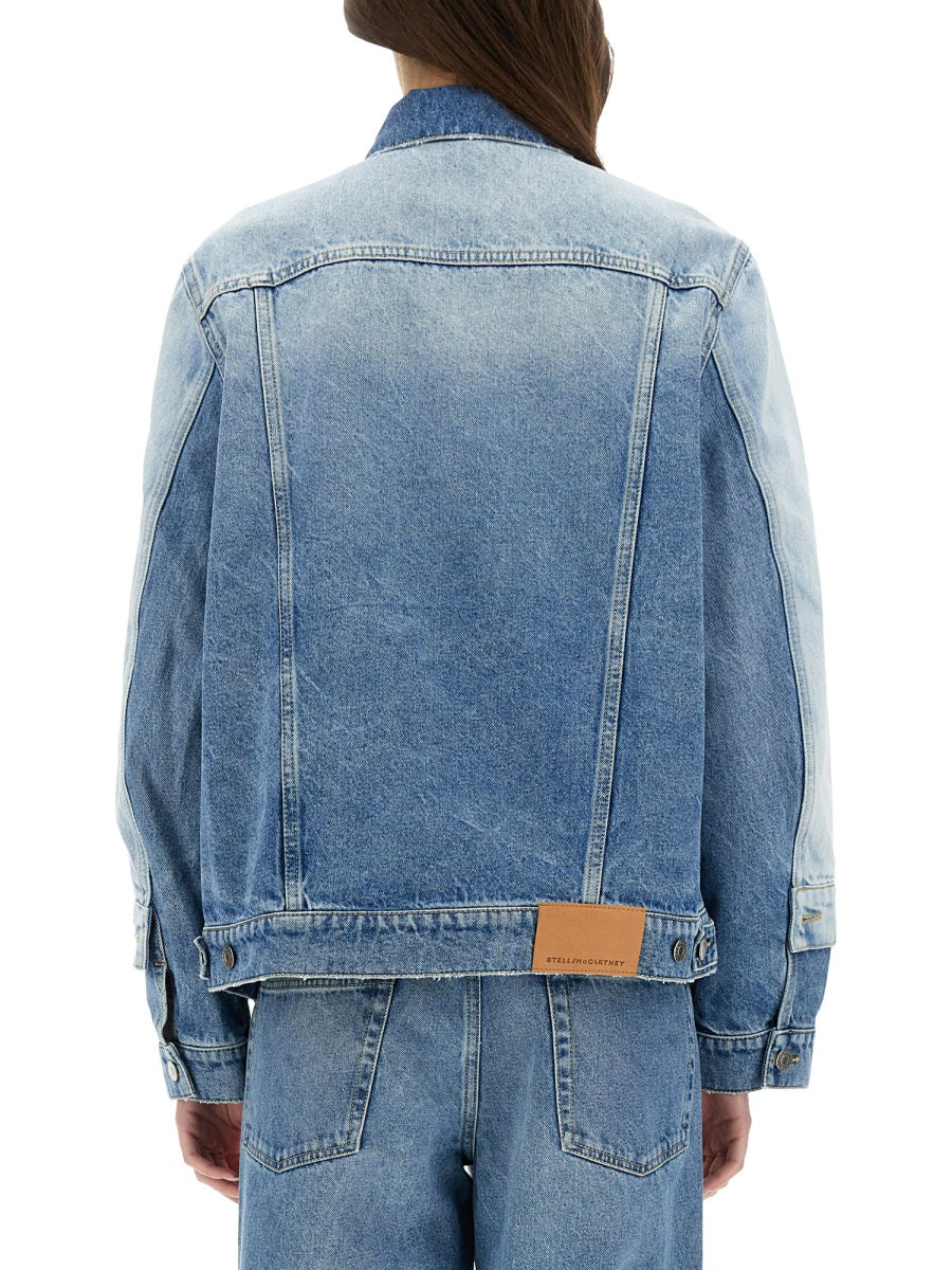 DENIM JACKET WITH CONTRASTING PANEL