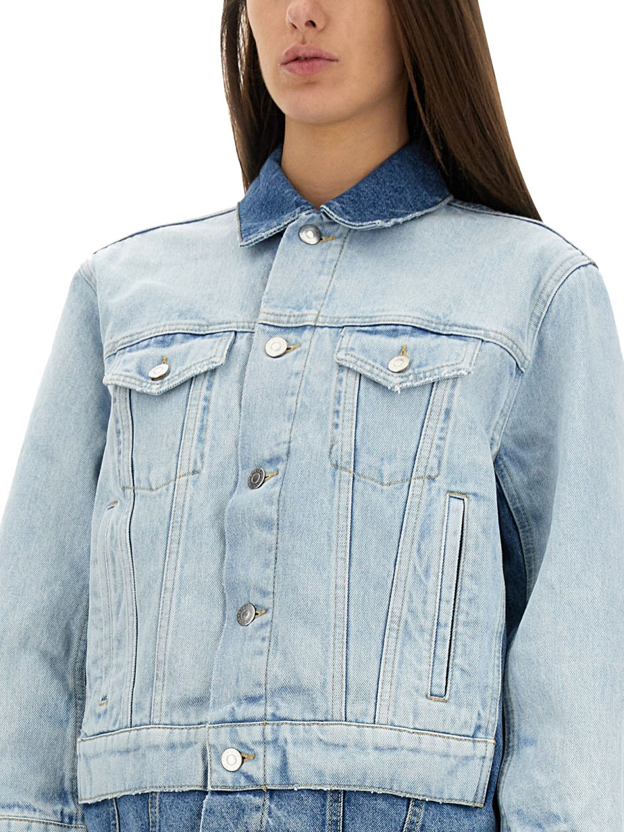 DENIM JACKET WITH CONTRASTING PANEL