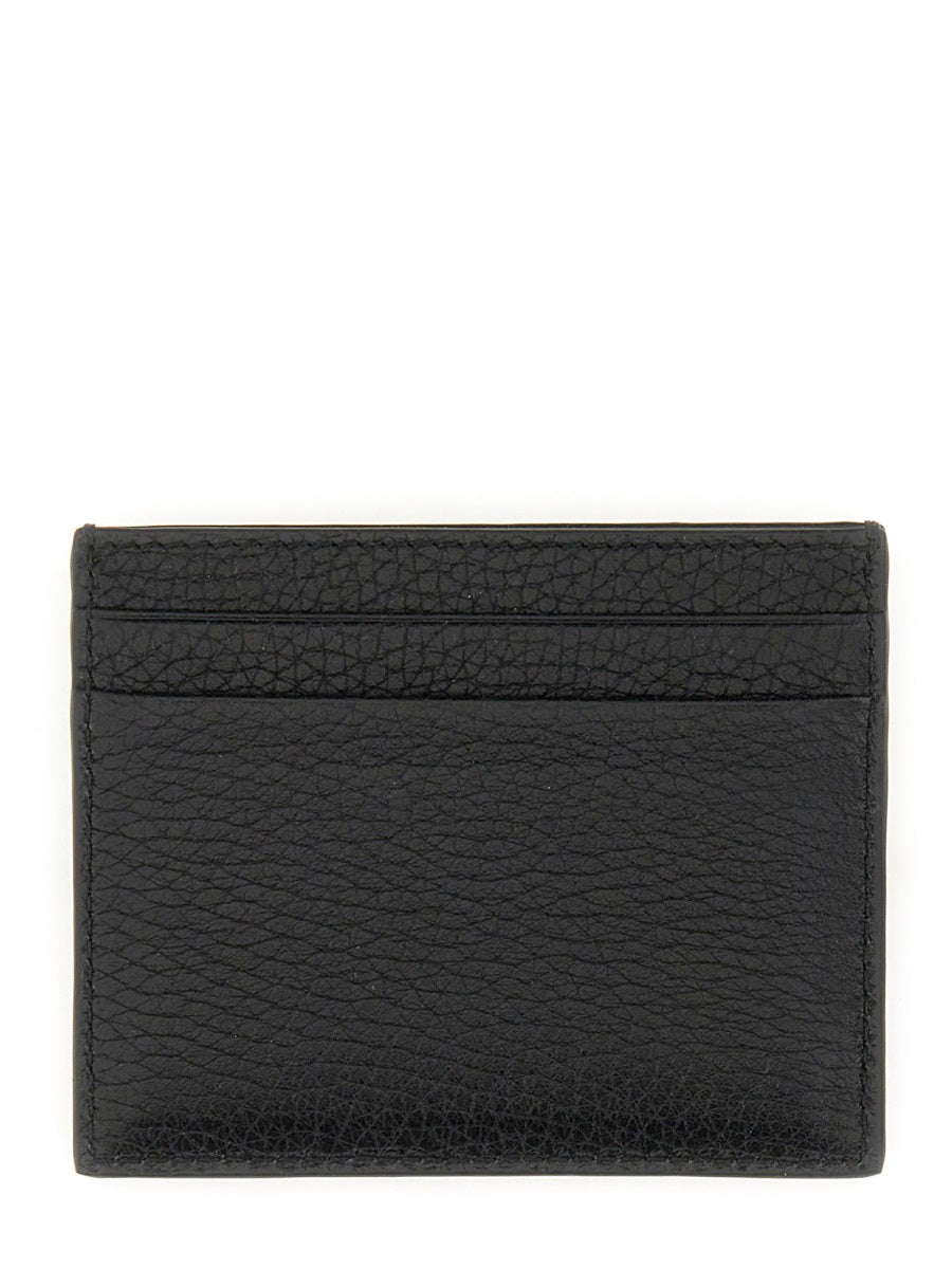 GARNET CALFSKIN "ROCKSTUD" CARD HOLDER
