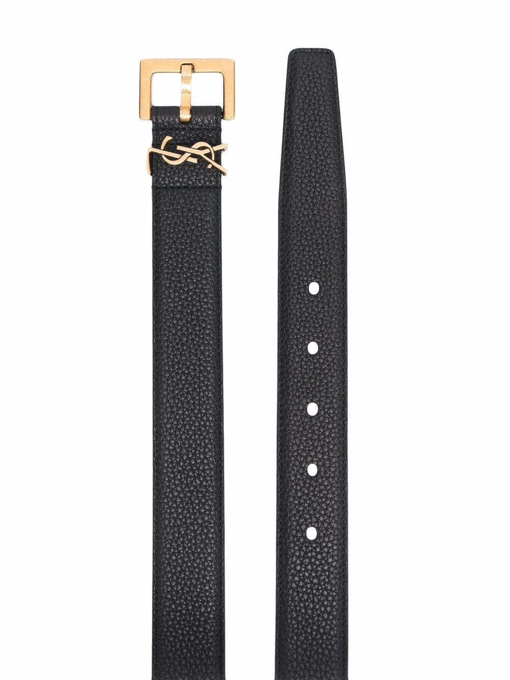 GRAINED LEATHER CASSANDRE BELT WITH SQUARE BUCKLE