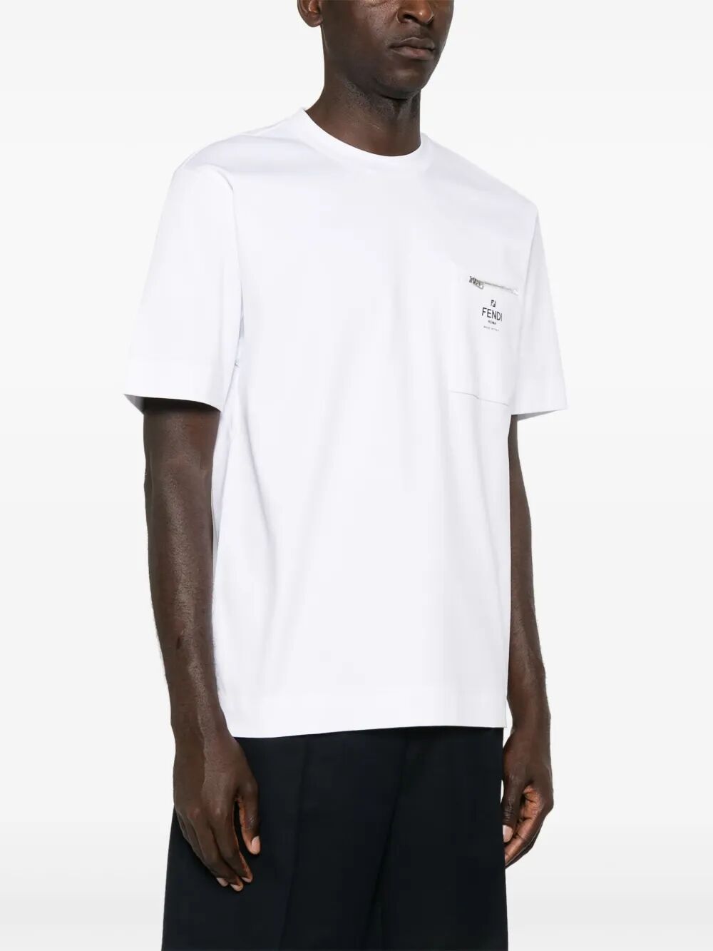 ZIP-DETAIL FENDI ROMA COTTON T-SHIRT