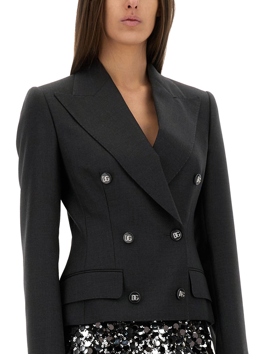DOLCE DOUBLE-BREASTED JACKET WITH DG LOGO BUTTONS