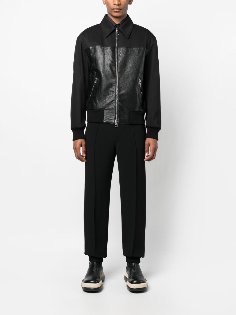 PANELLED ZIPPED BOMBER JACKET