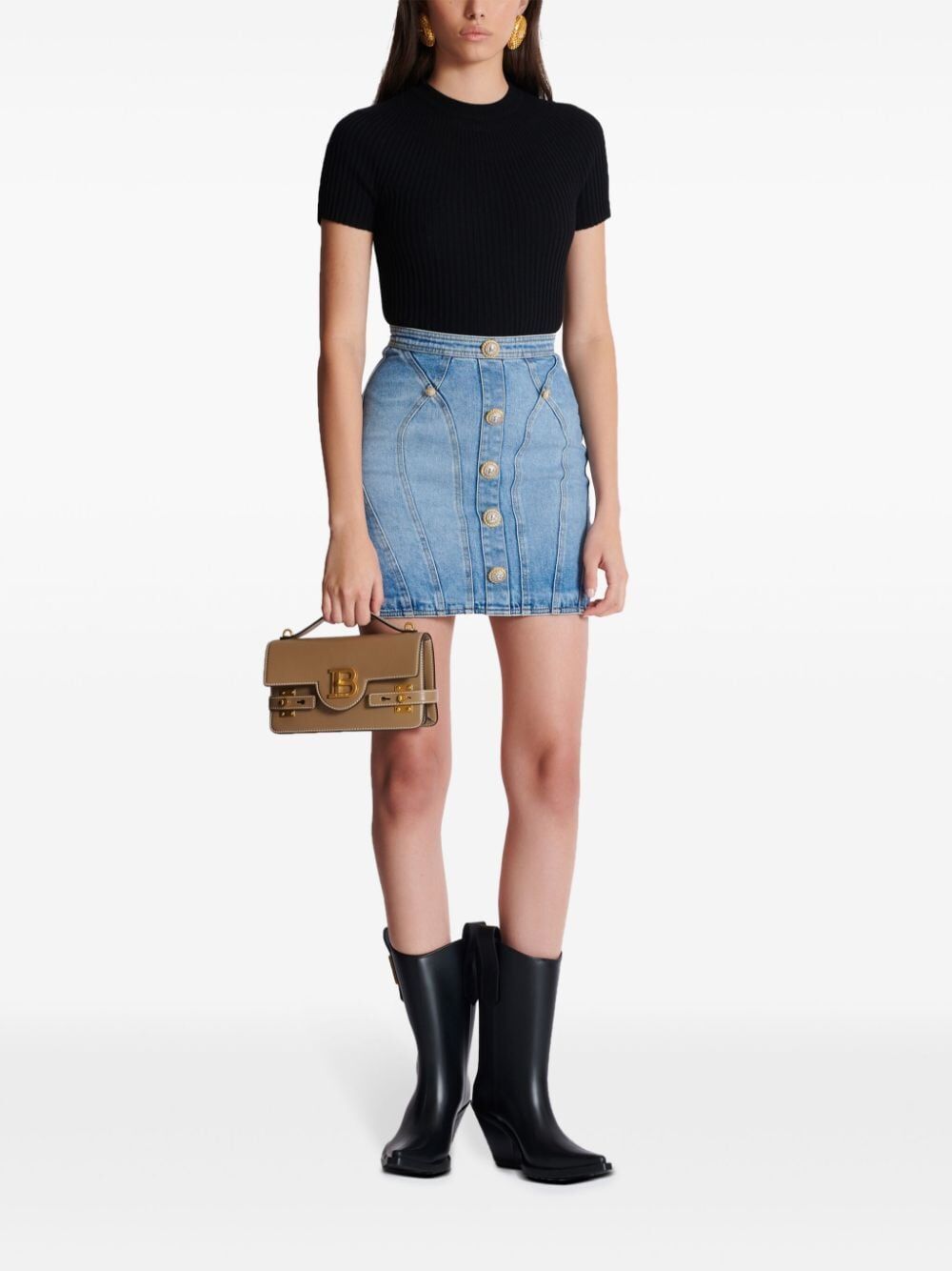 4 BTN DENIM SHORT SKIRT