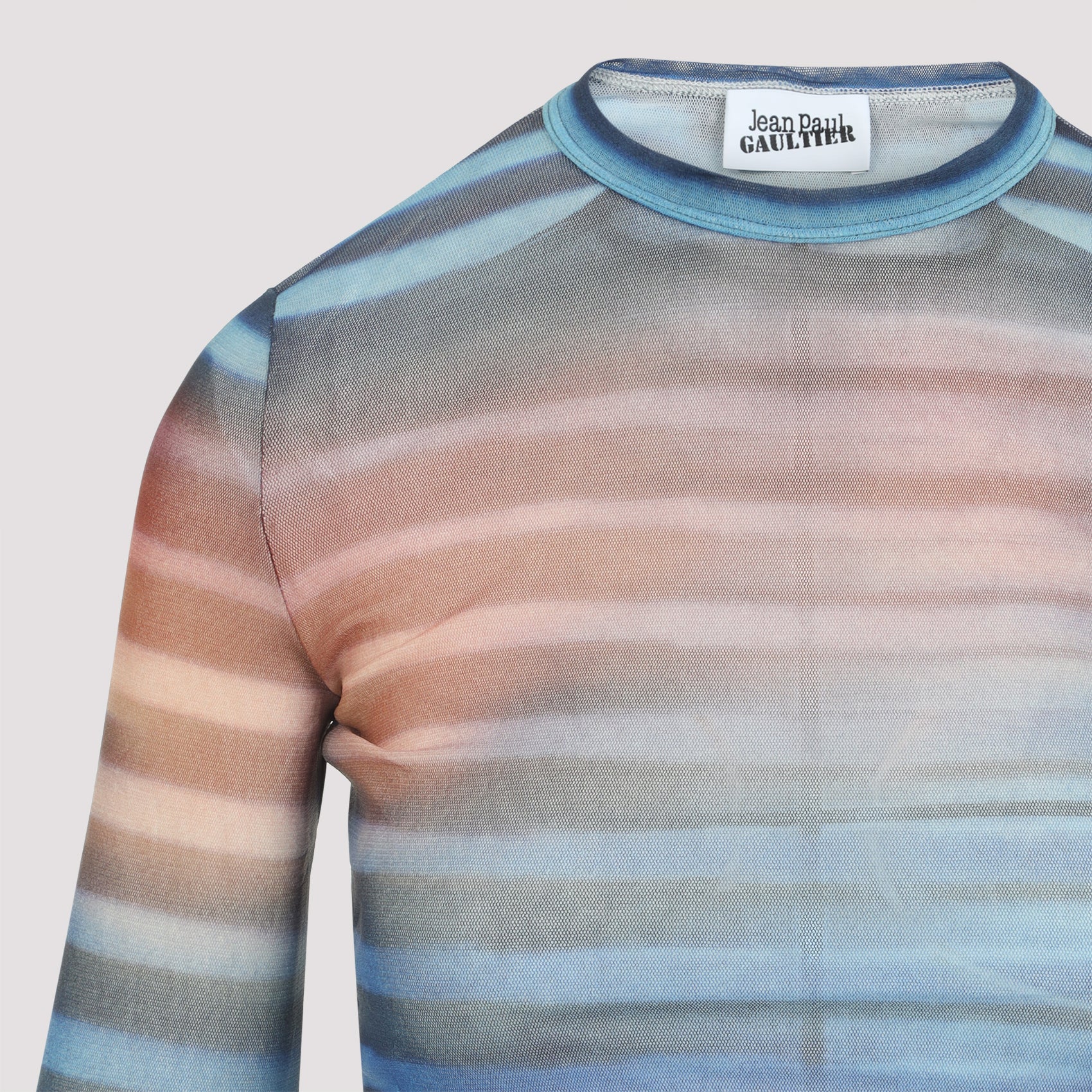 Mesh Printed "Air" Long Sleeves Top