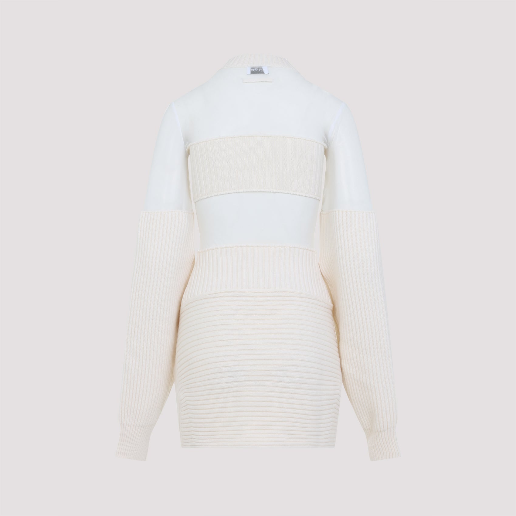 Wool Short Dress With Mesh Details