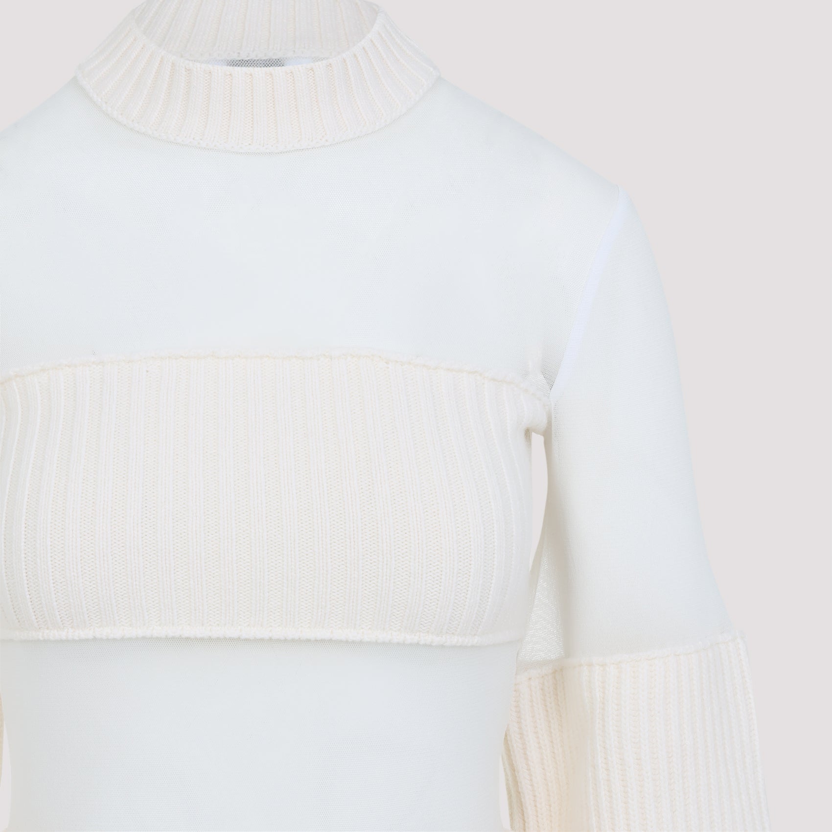 Wool Short Dress With Mesh Details