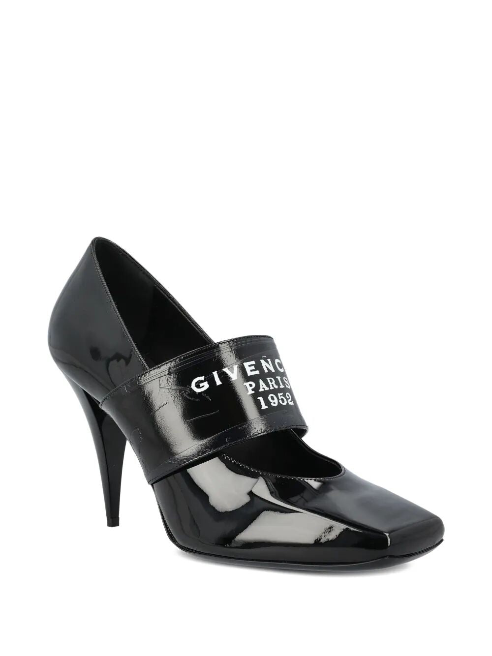 DÉCOLLETÉ SLICED SQUARE GIVENCHY TAPE IN PELLE VERNICIATA