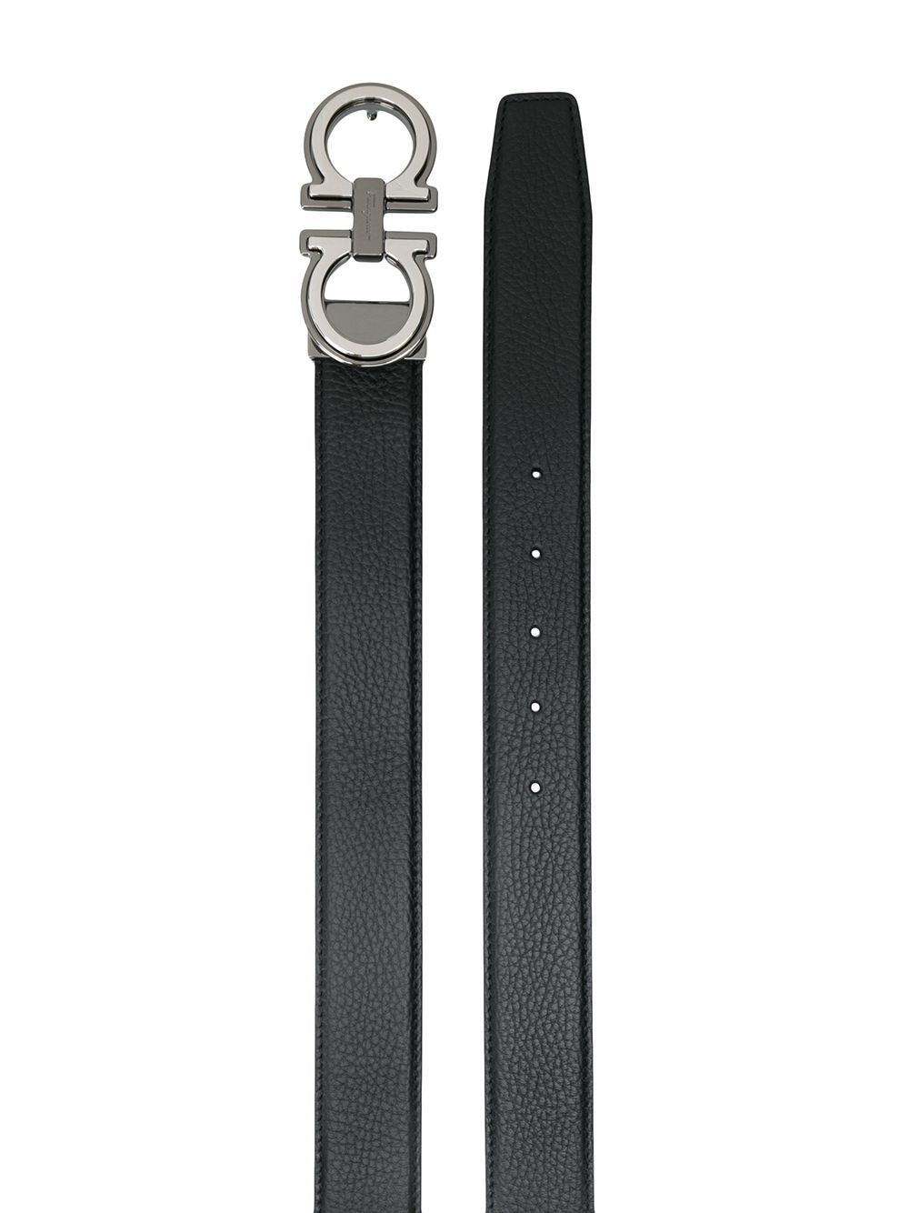 GRAINED LEATHER REVERSIBLE GANCINI BELT