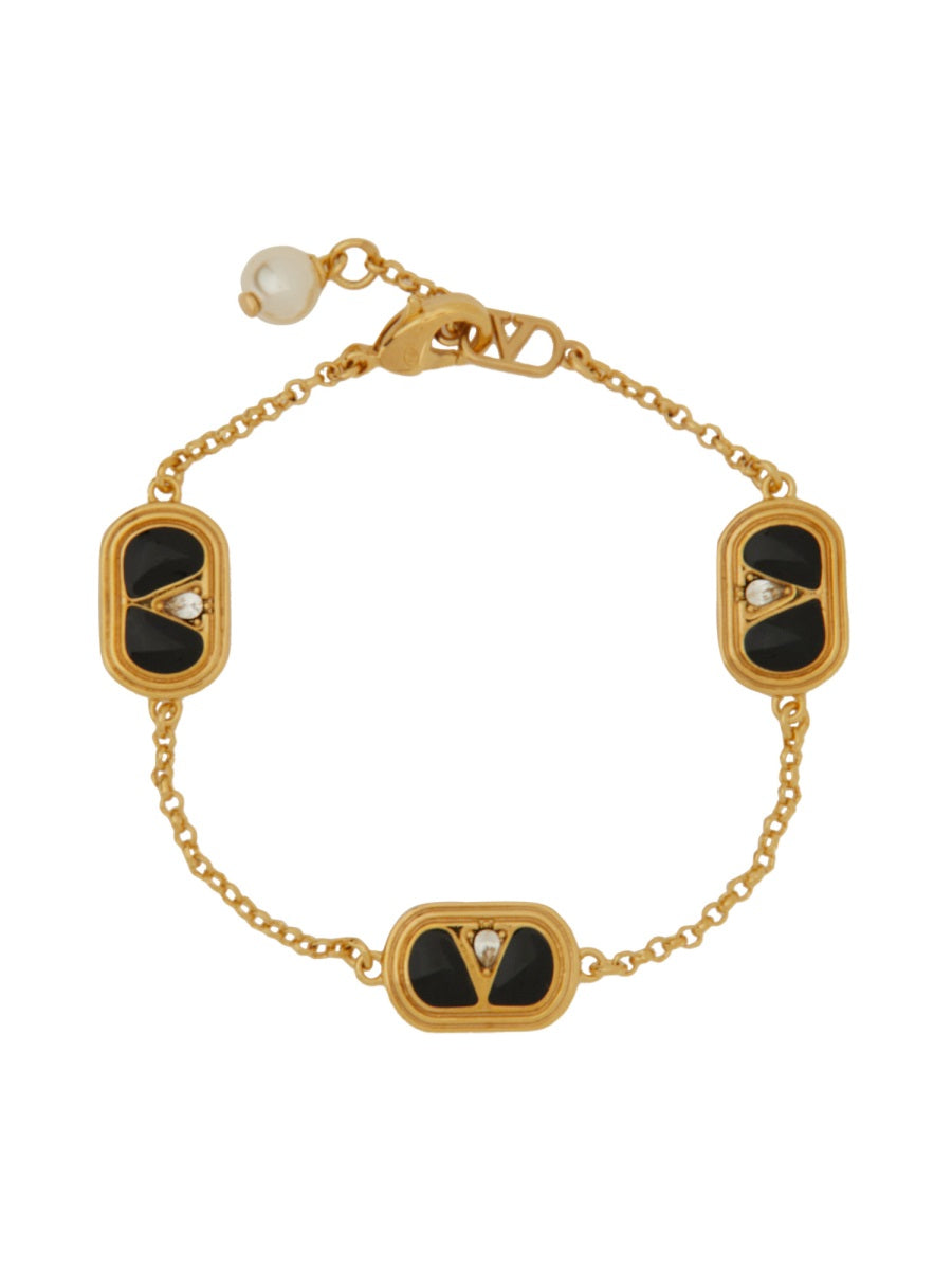 METAL, ENAMEL, CRYSTAL AND SWAROVSKI® PEARL "OVALETTE" BRACELET
