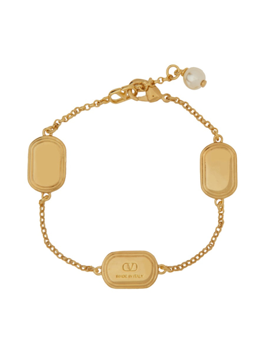 METAL, ENAMEL, CRYSTAL AND SWAROVSKI® PEARL "OVALETTE" BRACELET