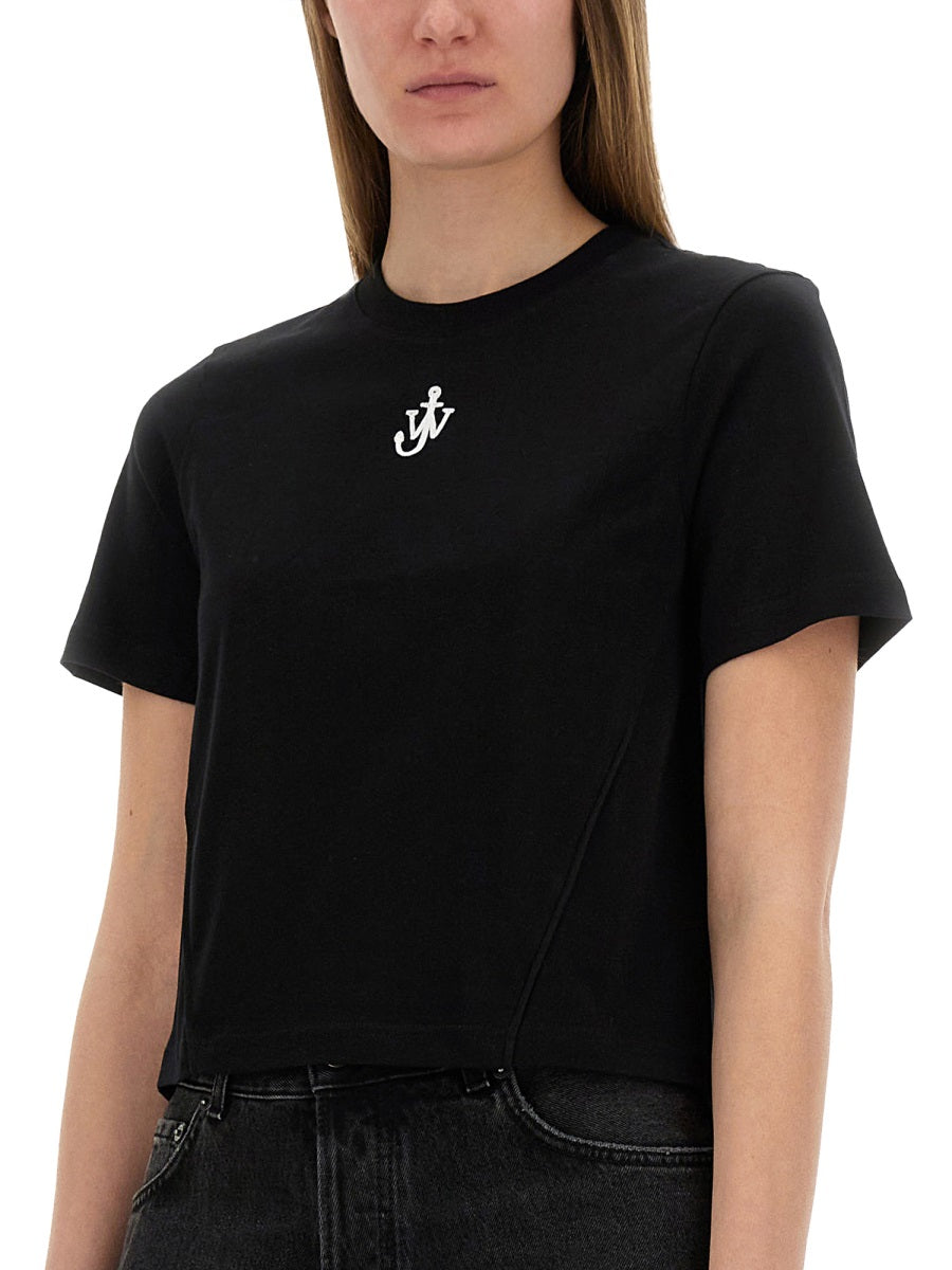 CROPPED T-SHIRT WITH "ANCHOR JWA" LOGO
