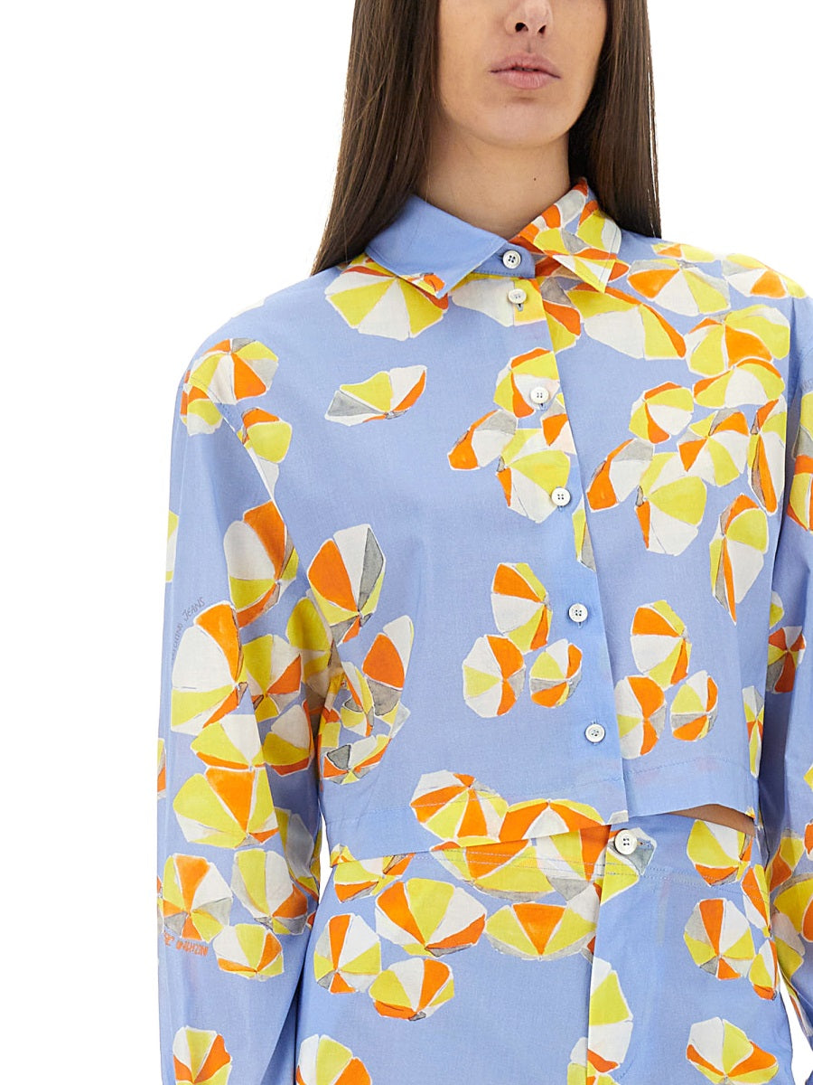 CROPPED SHIRT "BEACH UMBRELLAS"