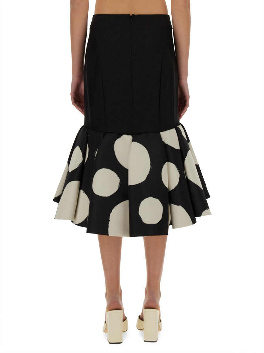 MIDI SKIRT WITH DOUBLE RUFFLES
