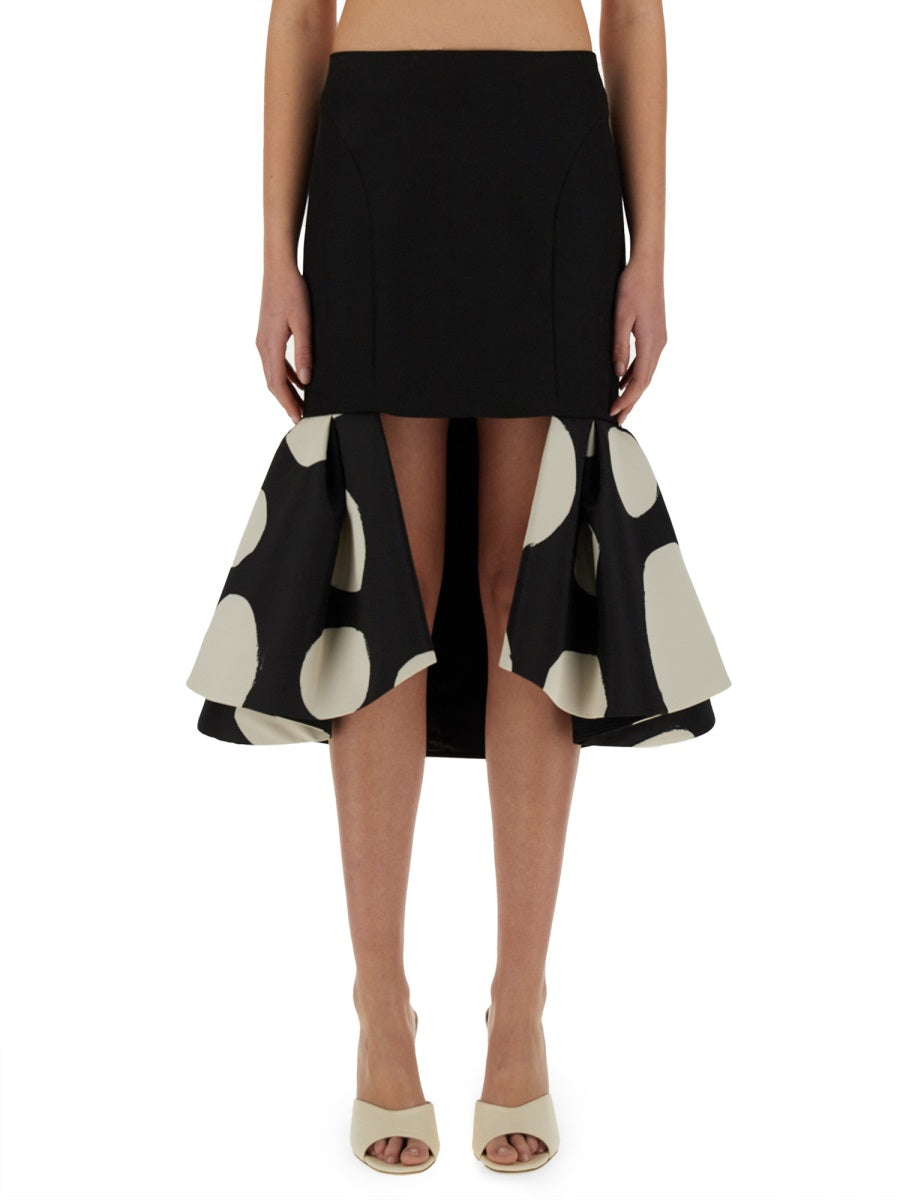 MIDI SKIRT WITH DOUBLE RUFFLES