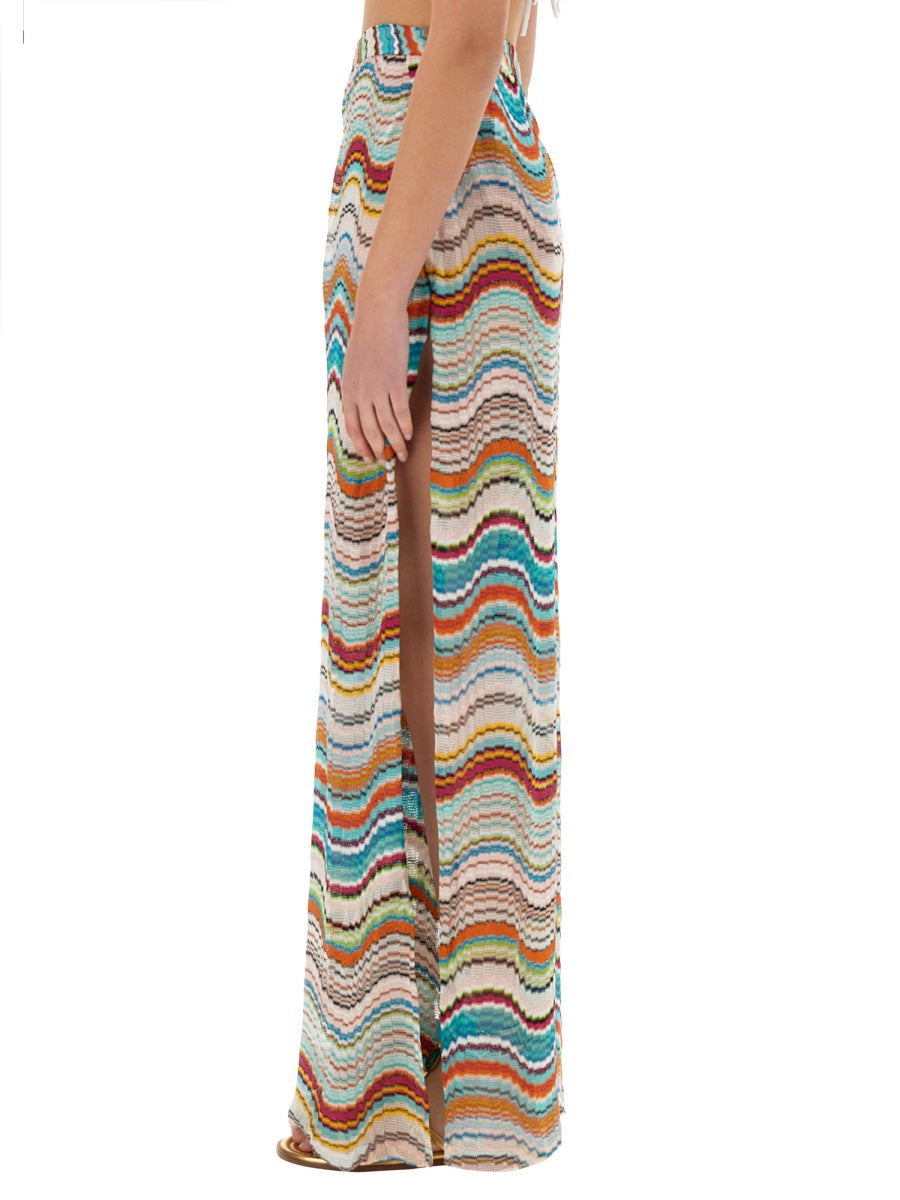KNIT COVER-UP PANTS WITH LAMÉ WAVE PATTERN