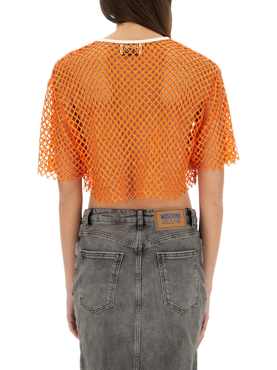 CROPPED MESH TOP