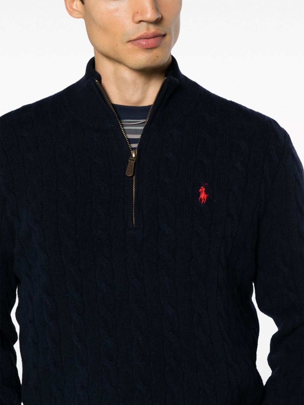 CABLE-KNIT HALF-ZIP SWEATER