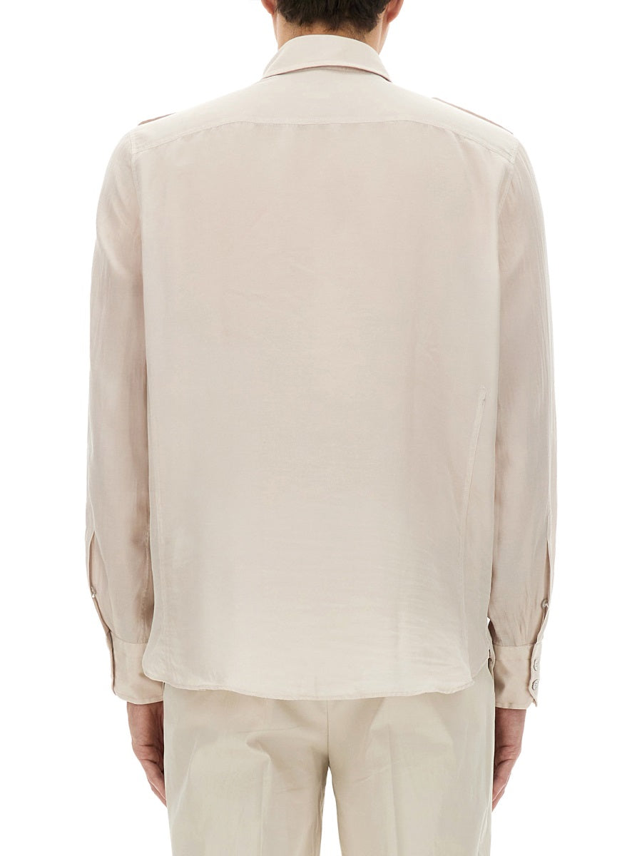COTTON AND SILK MILITARY SHIRT