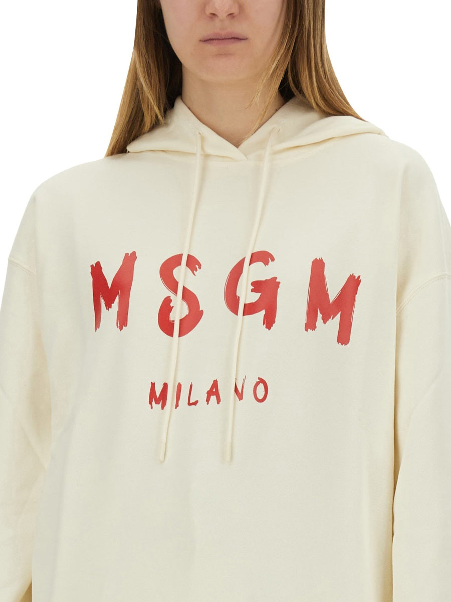 SWEATSHIRT WITH BRUSHED LOGO