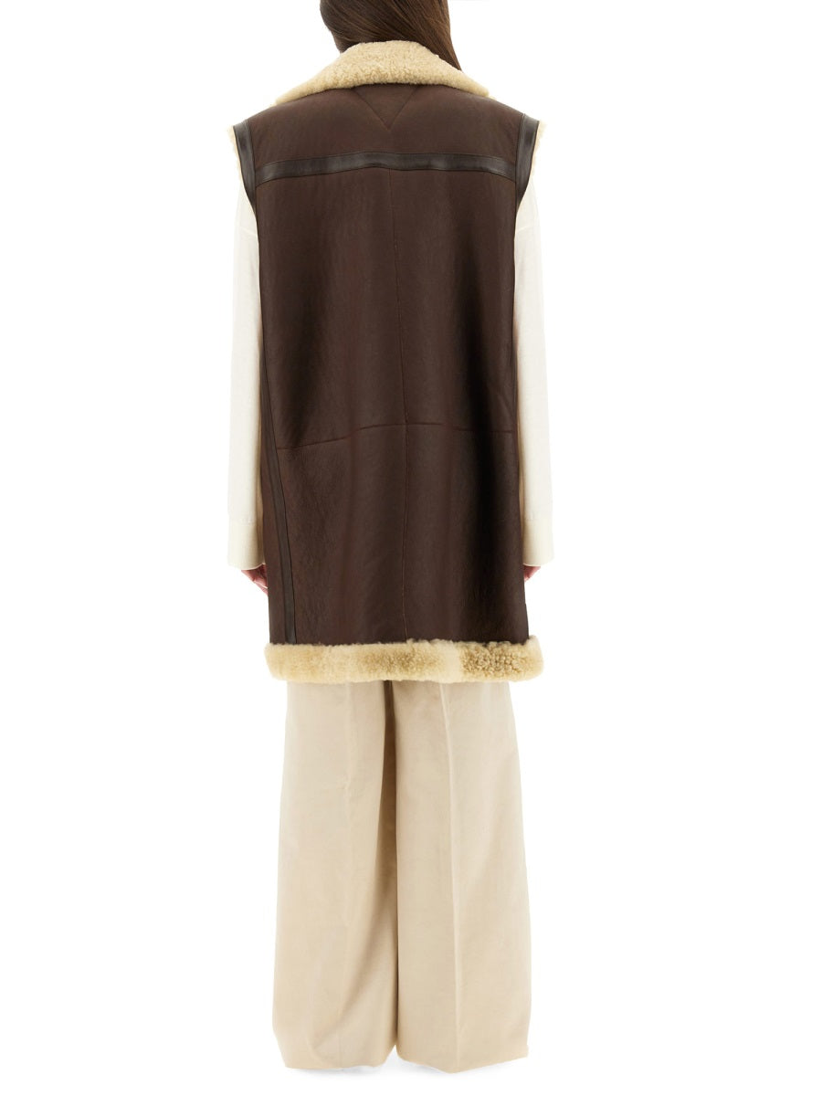 LEATHER AND SHEARLING VEST