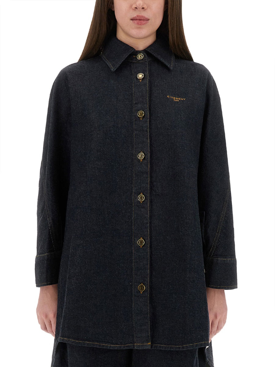 DENIM SHIRT WITH EMBROIDERY