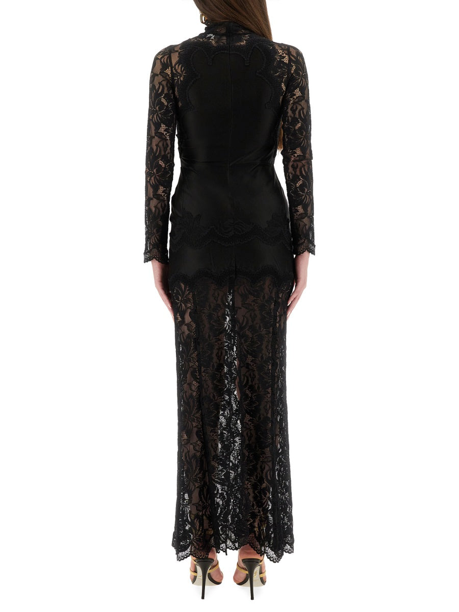 LACE AND JERSEY LONG DRESS