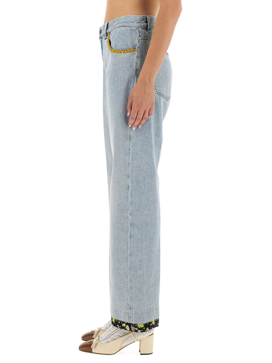 EMBROIDERED DENIM PANTS