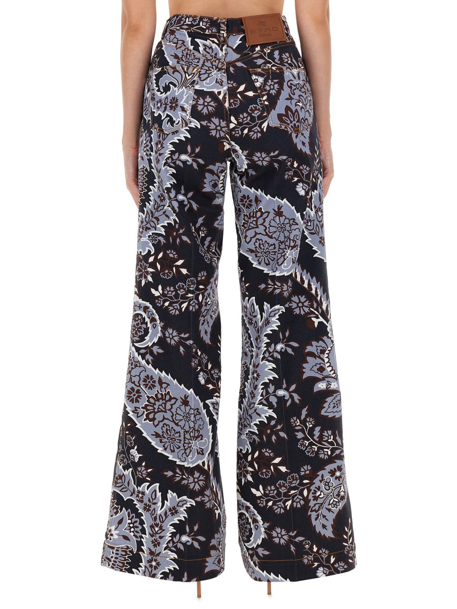 PAISLEY PRINT FLARE JEANS