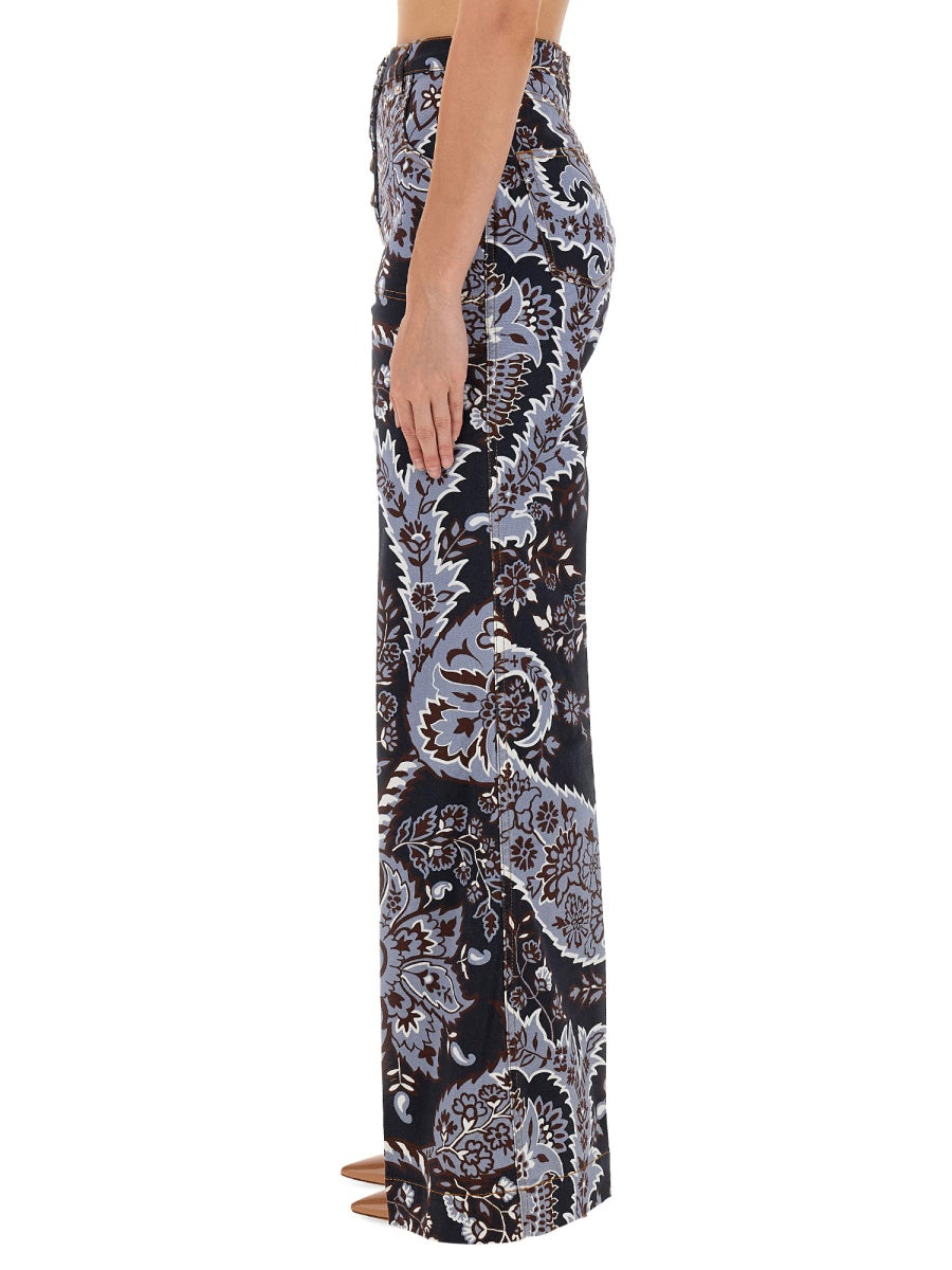 PAISLEY PRINT FLARE JEANS
