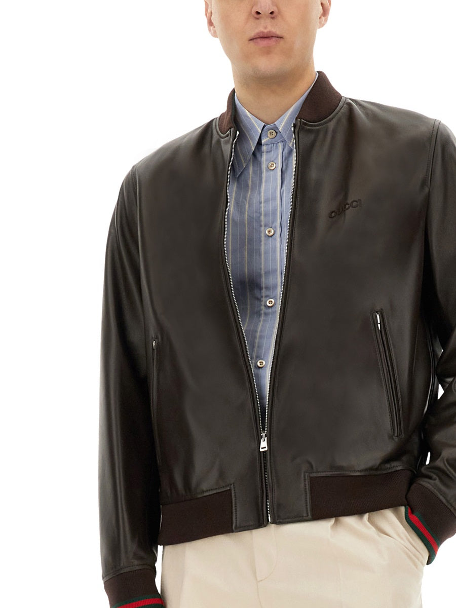 LEATHER BOMBER JACKET