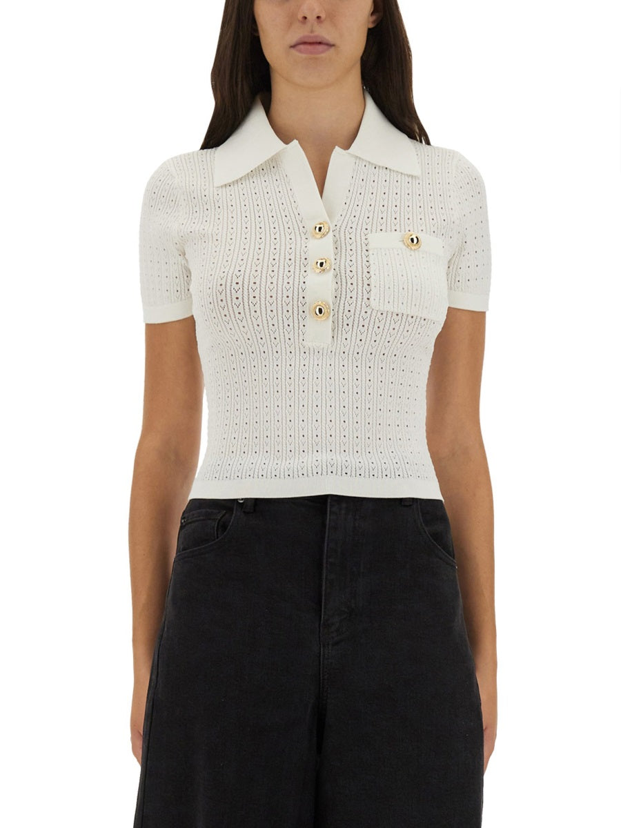 PERFORATED KNIT TOP