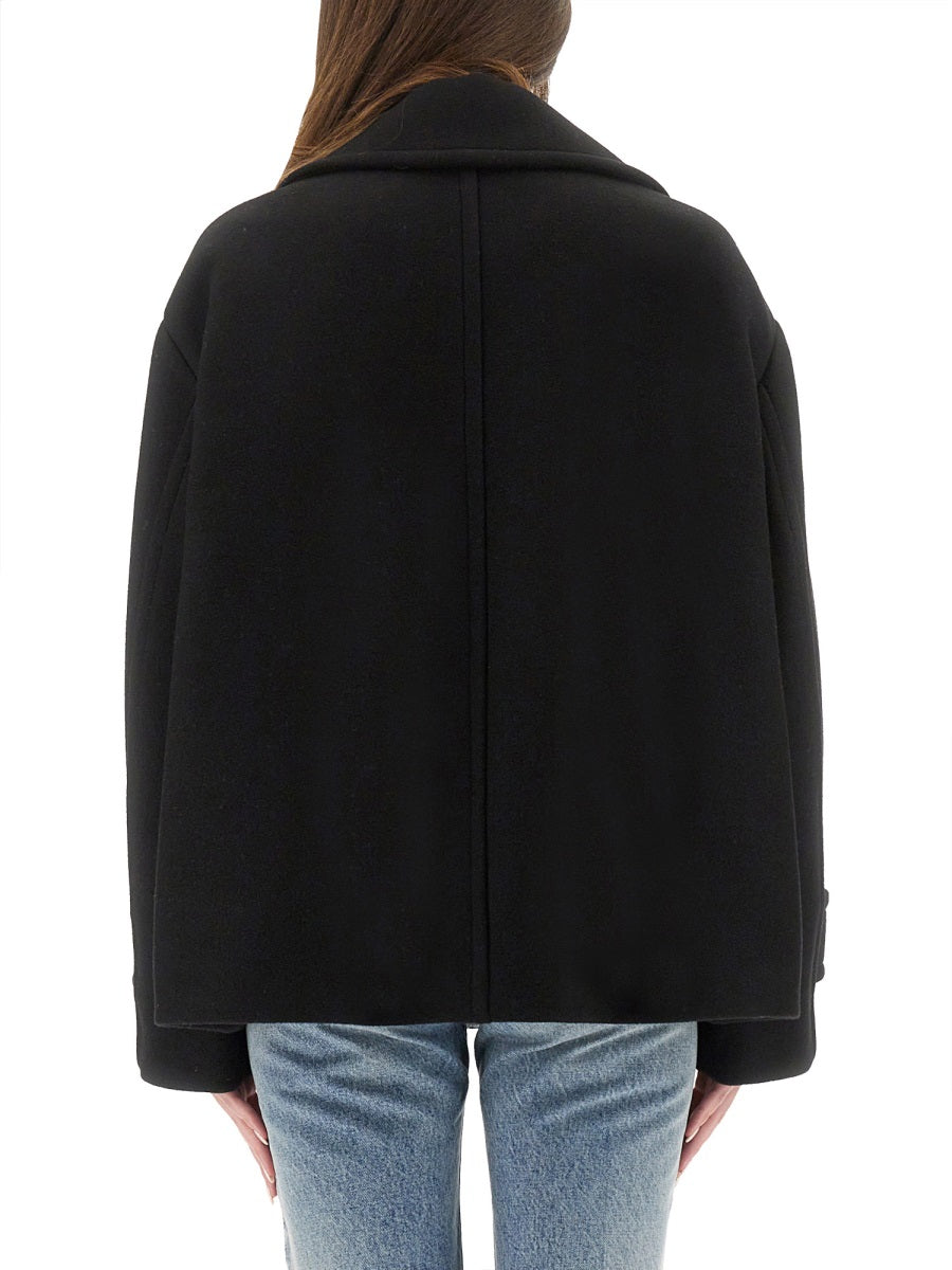 DOUBLE-BREASTED JACKET WITH PEAKED LAPELS