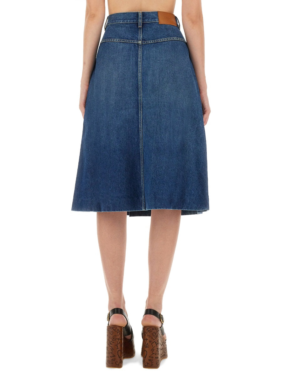 DENIM KNEE-LENGTH SKIRT