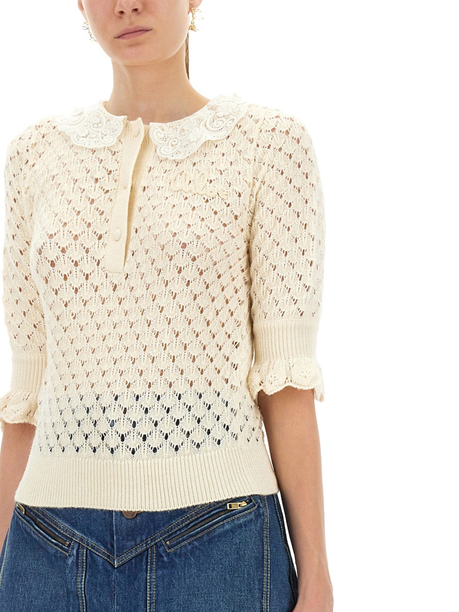 COTTON CROCHET SWEATER