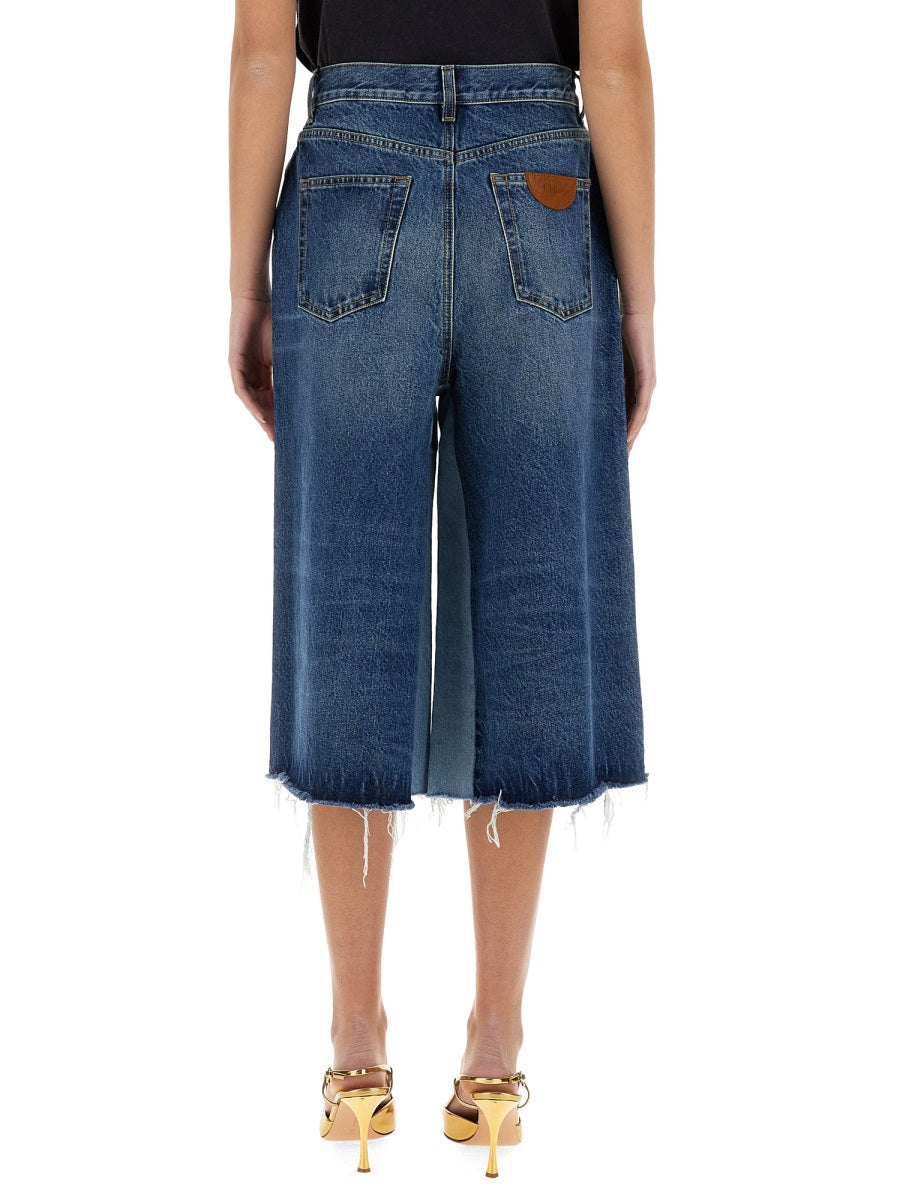 PATCHWORK DENIM BERMUDA SHORTS