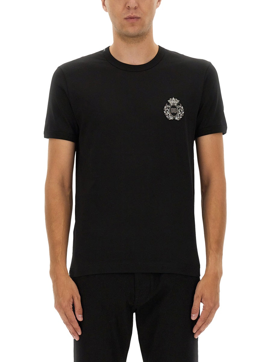 "BEE AND CROWN" EMBROIDERED T-SHIRT