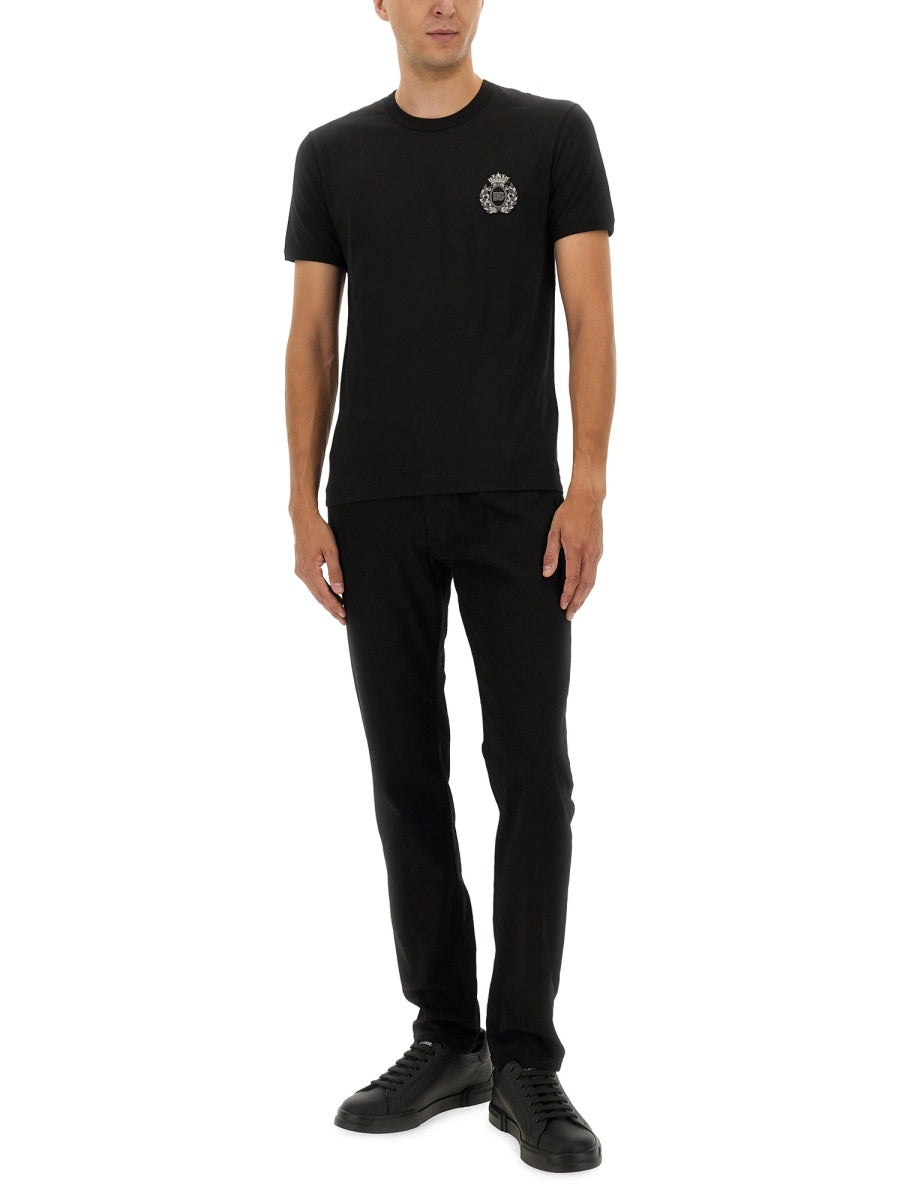 "BEE AND CROWN" EMBROIDERED T-SHIRT