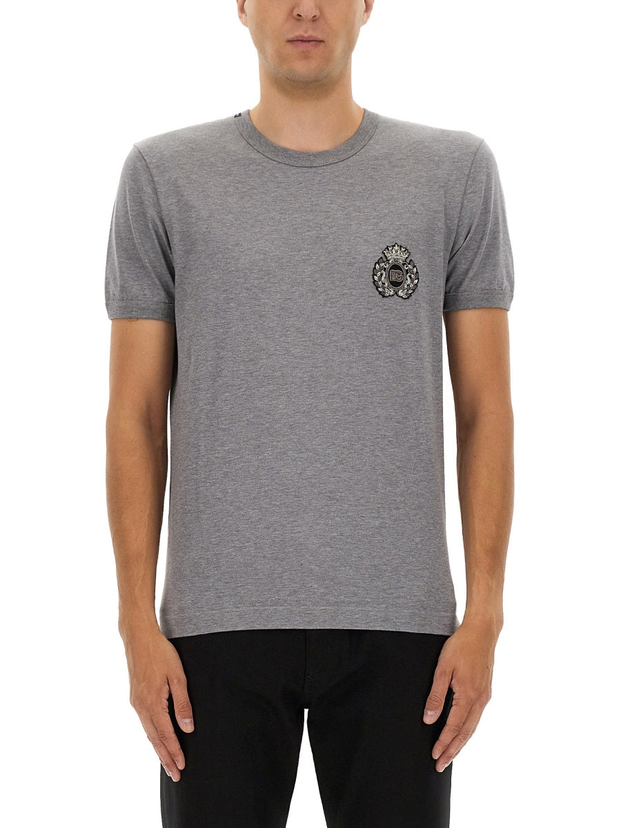 "BEE AND CROWN" EMBROIDERED T-SHIRT