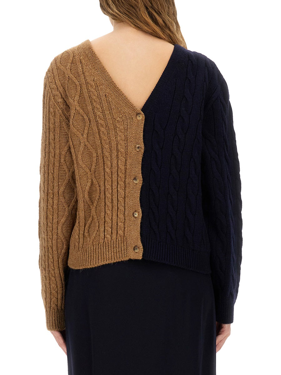 TWO-TONE ALPACA BLEND CARDIGAN