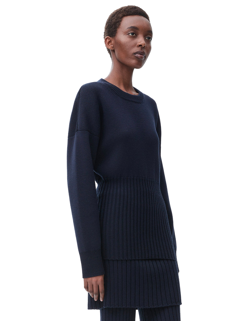 RIBBED WOOL LONG SWEATER