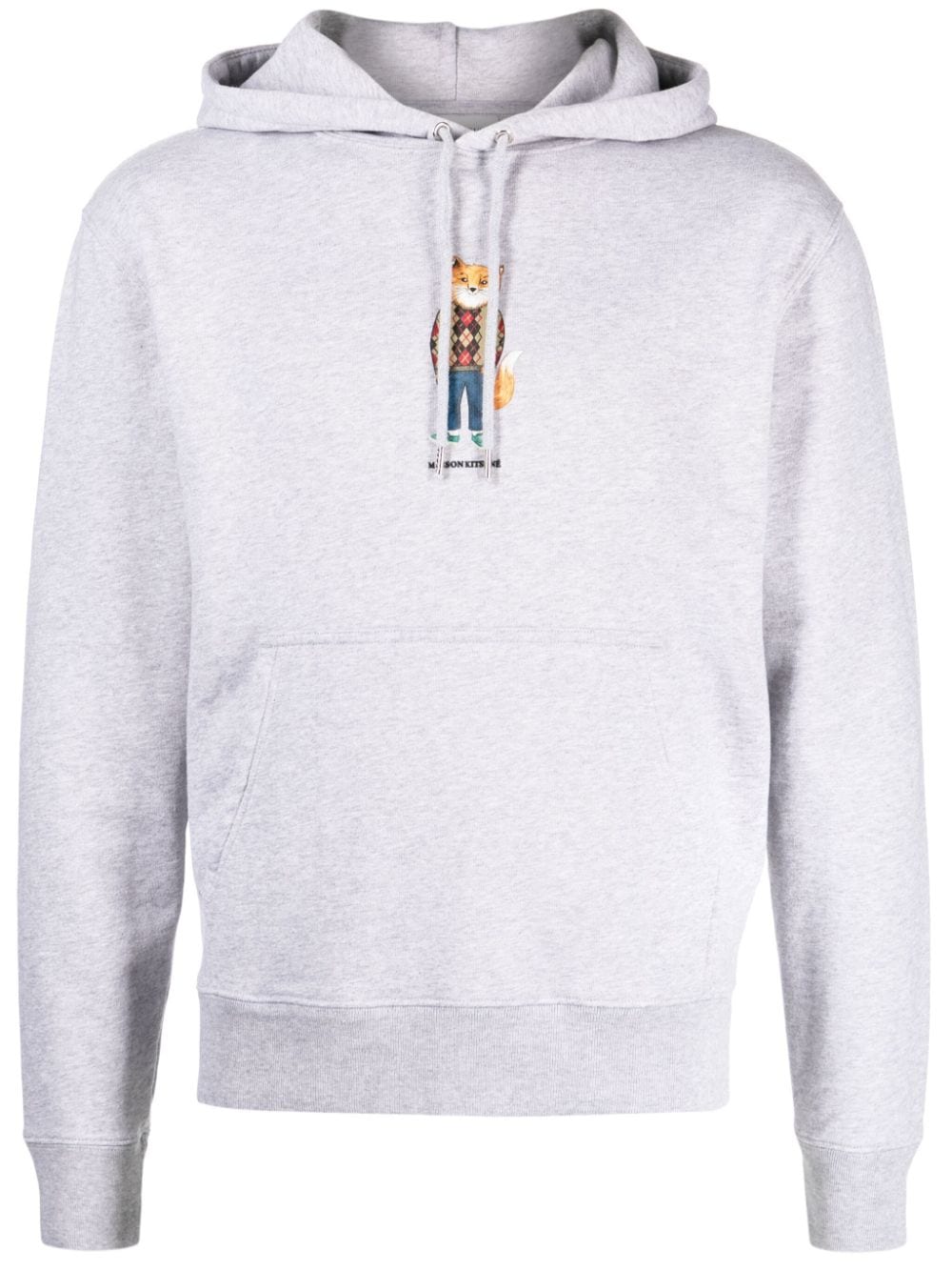 Fox-print mélange-jersey Hoodie