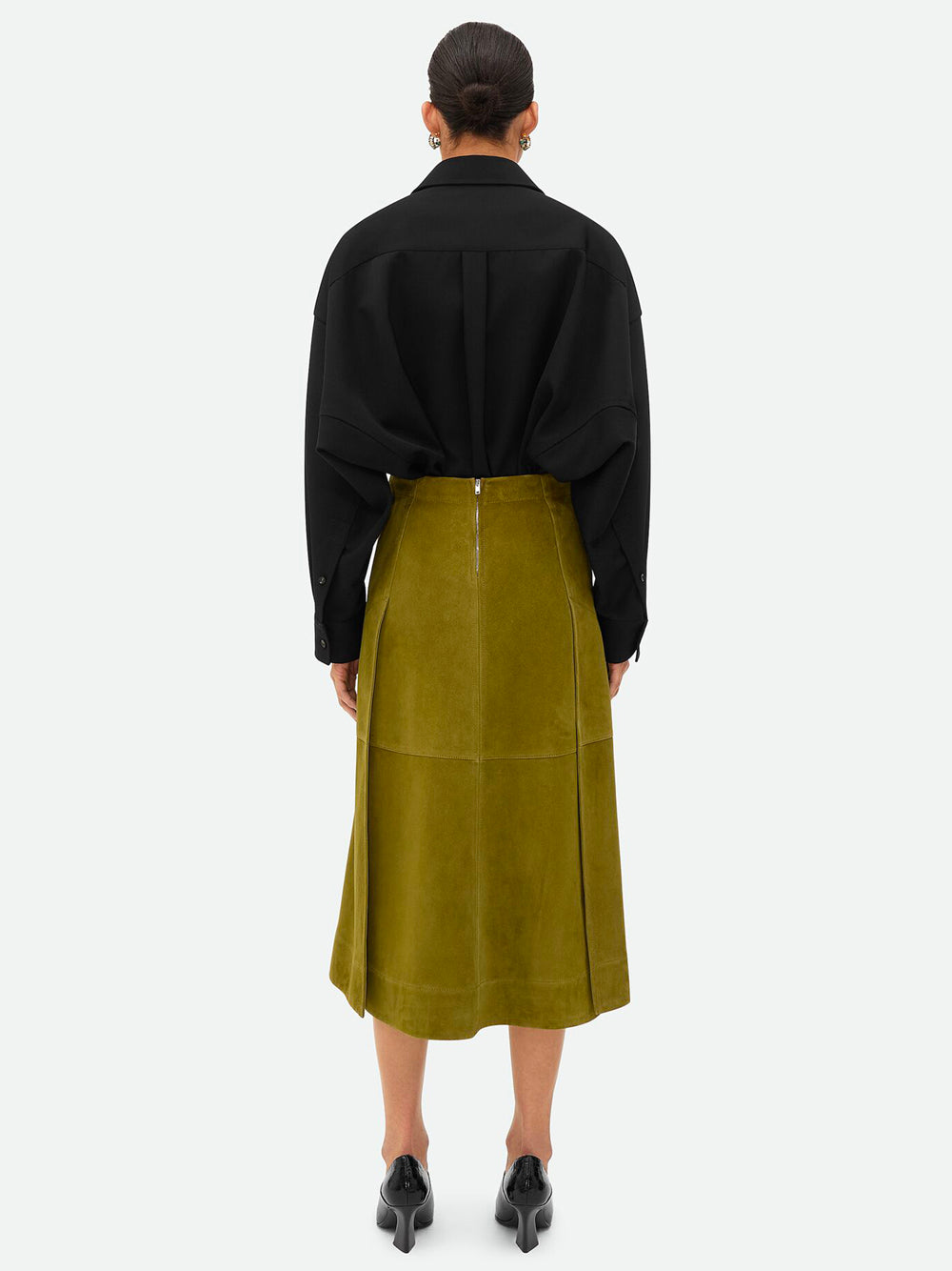 SUEDE LEATHER MIDI SKIRT