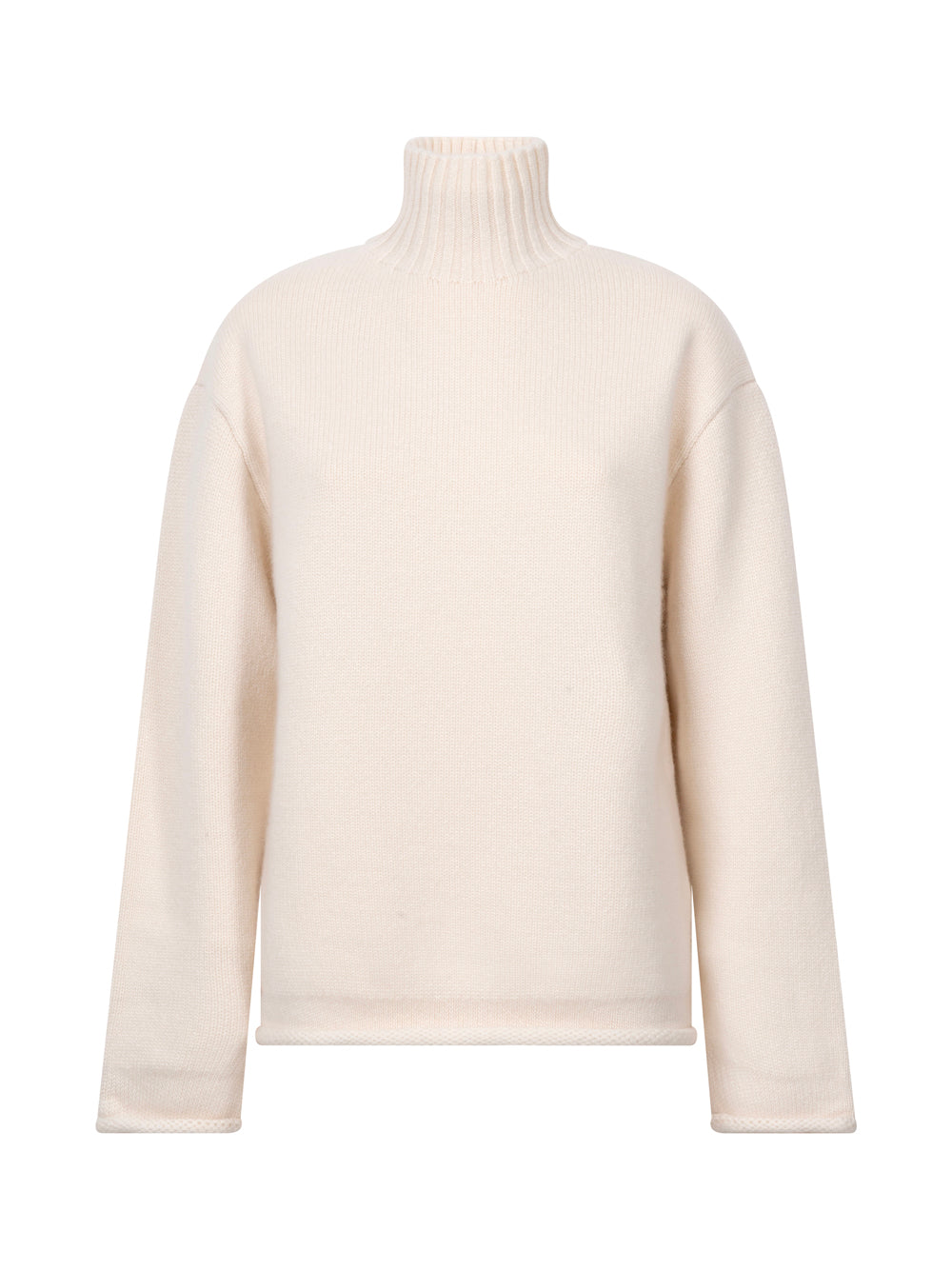 TEXTURED CASHMERE HIGN NECK JUMPER
